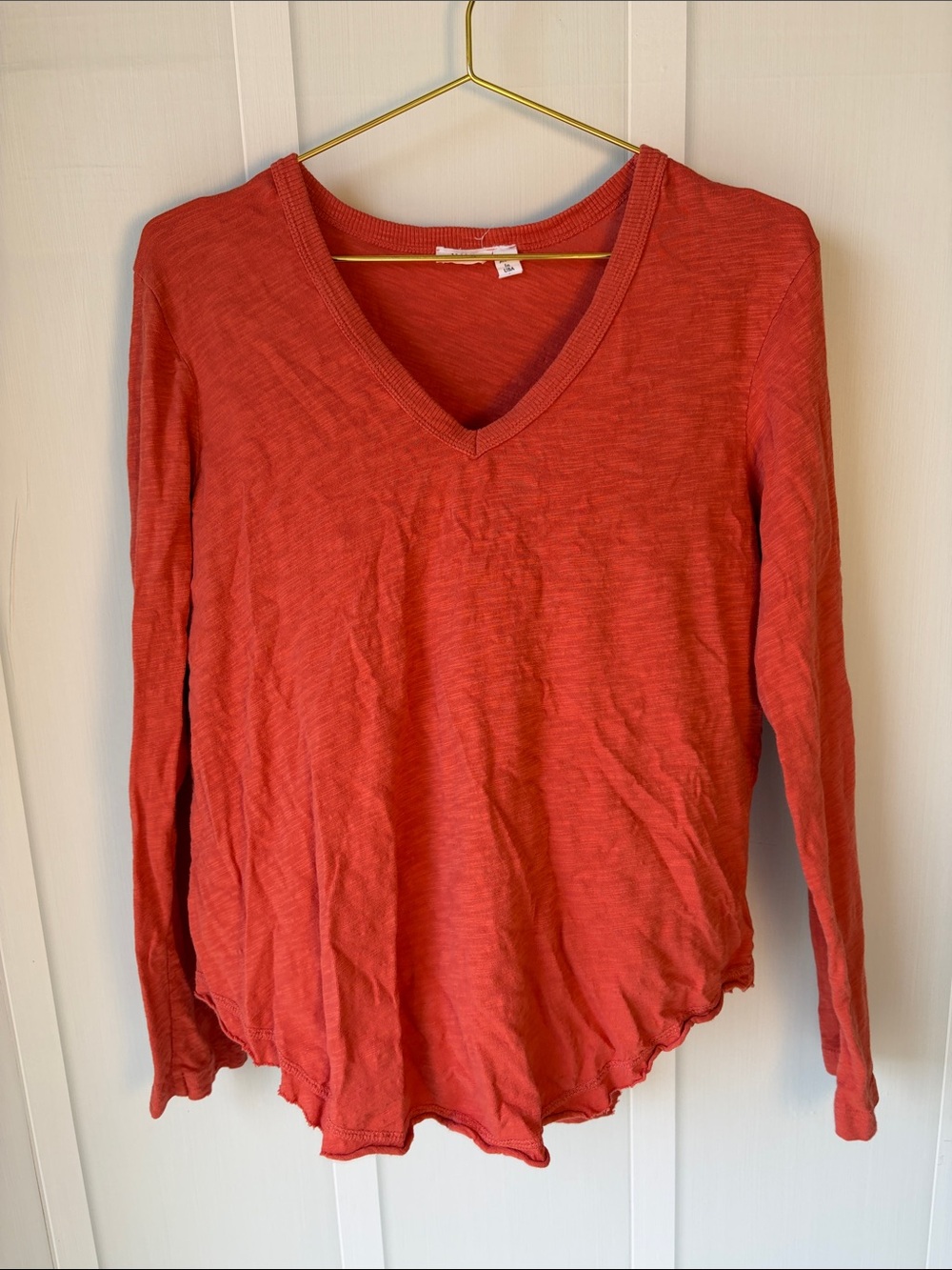 Wilt V-Neck Long Sleeve Top in Orange Fall